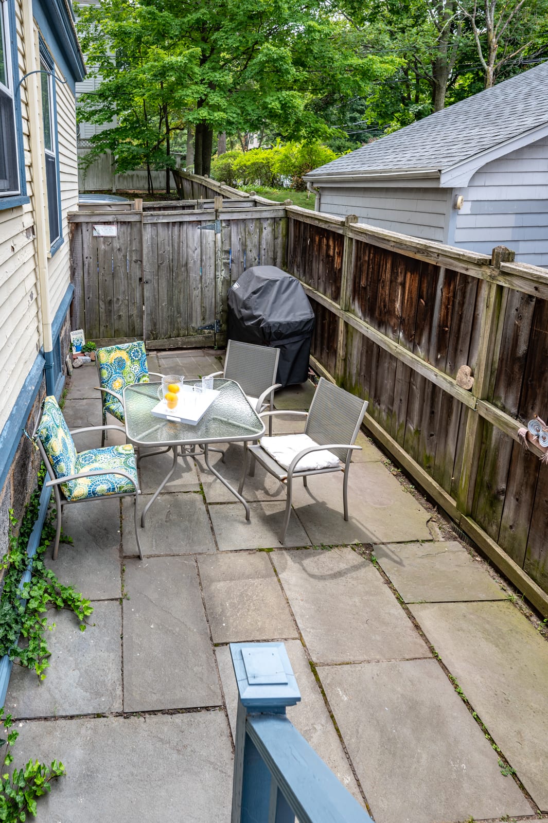 SOLD! 150 Walnut Street Unit 1 in Brookline private fenced patio/garden space