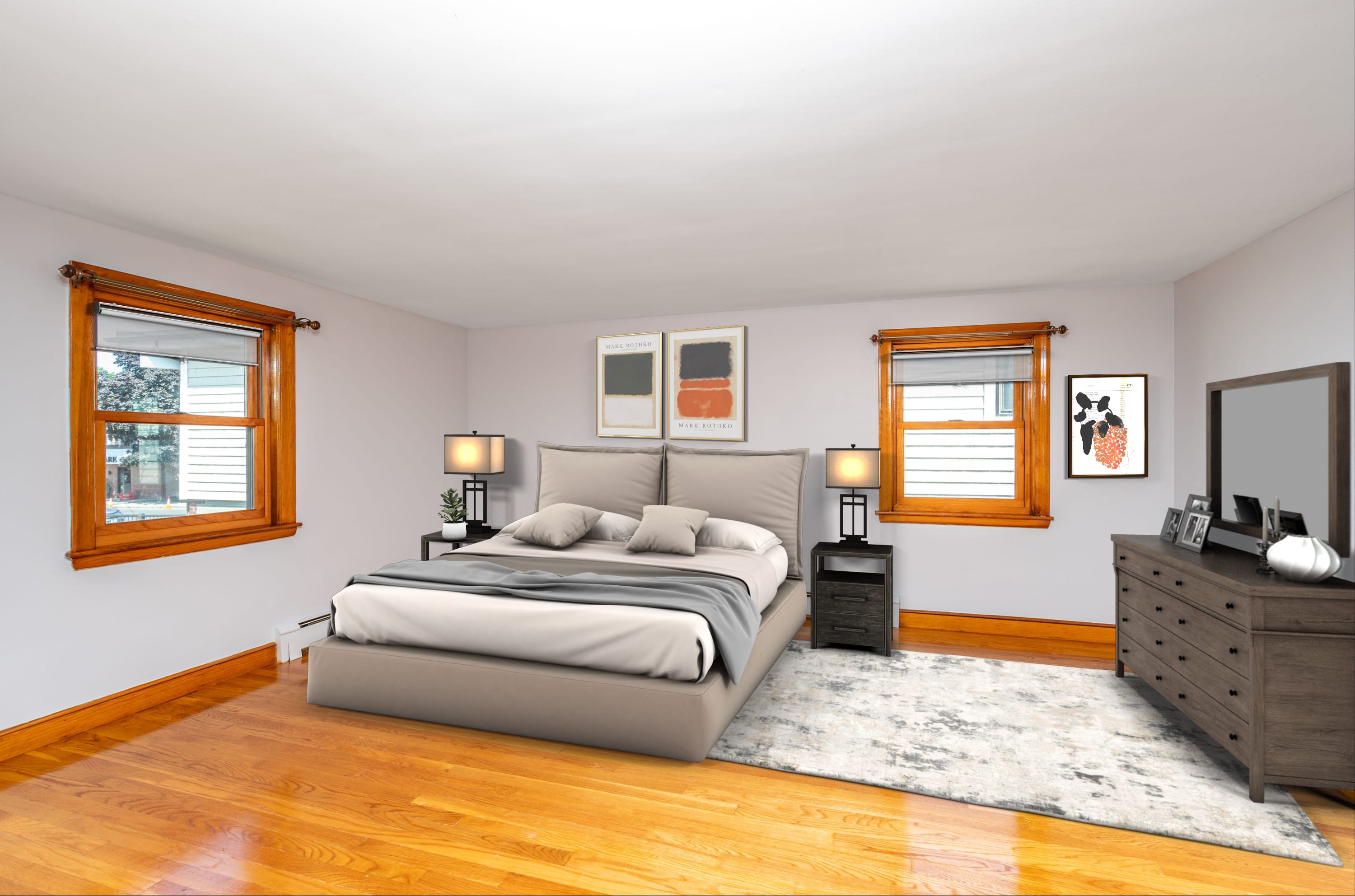 second floor primary bedroom (virtually staged)