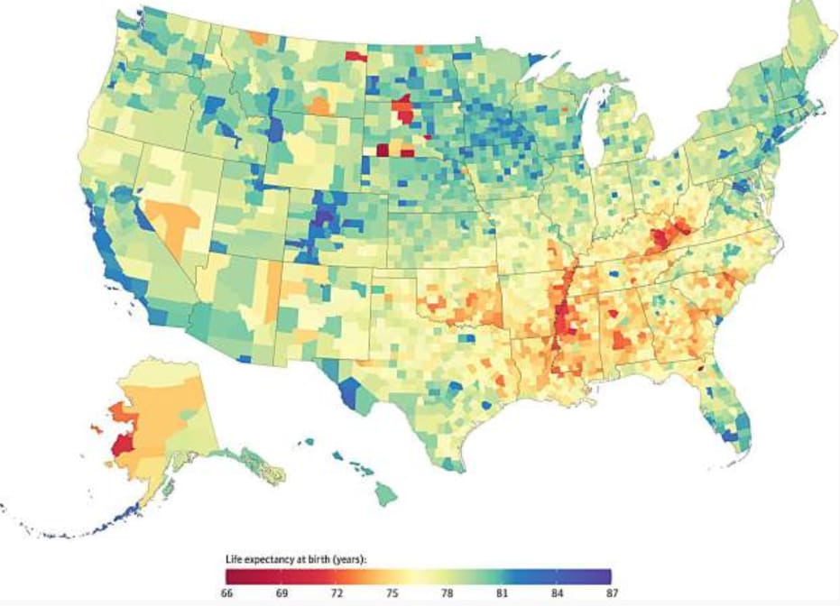 The Real Secret To Longevity - Live Here! inception-app-prod/OWUwMDJhZTctNjIzMC00YWQ4LWEwMmUtNjlhMTQ4MGZiNzAz/content/2017/05/USA_Longevity_Map.png