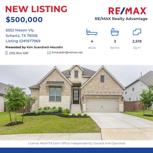 NEW LISTING | 6552 Mason Vly Schertz, TX 78108 inception-app-prod/ZTgwNGY3YTItMDU2NS00YzlkLThlOGEtZjcxNTI5YTkzODFj/content/2023/04/d554a5f8e6dd9b673a7665b4a6da7378d99ea8fd.jpg