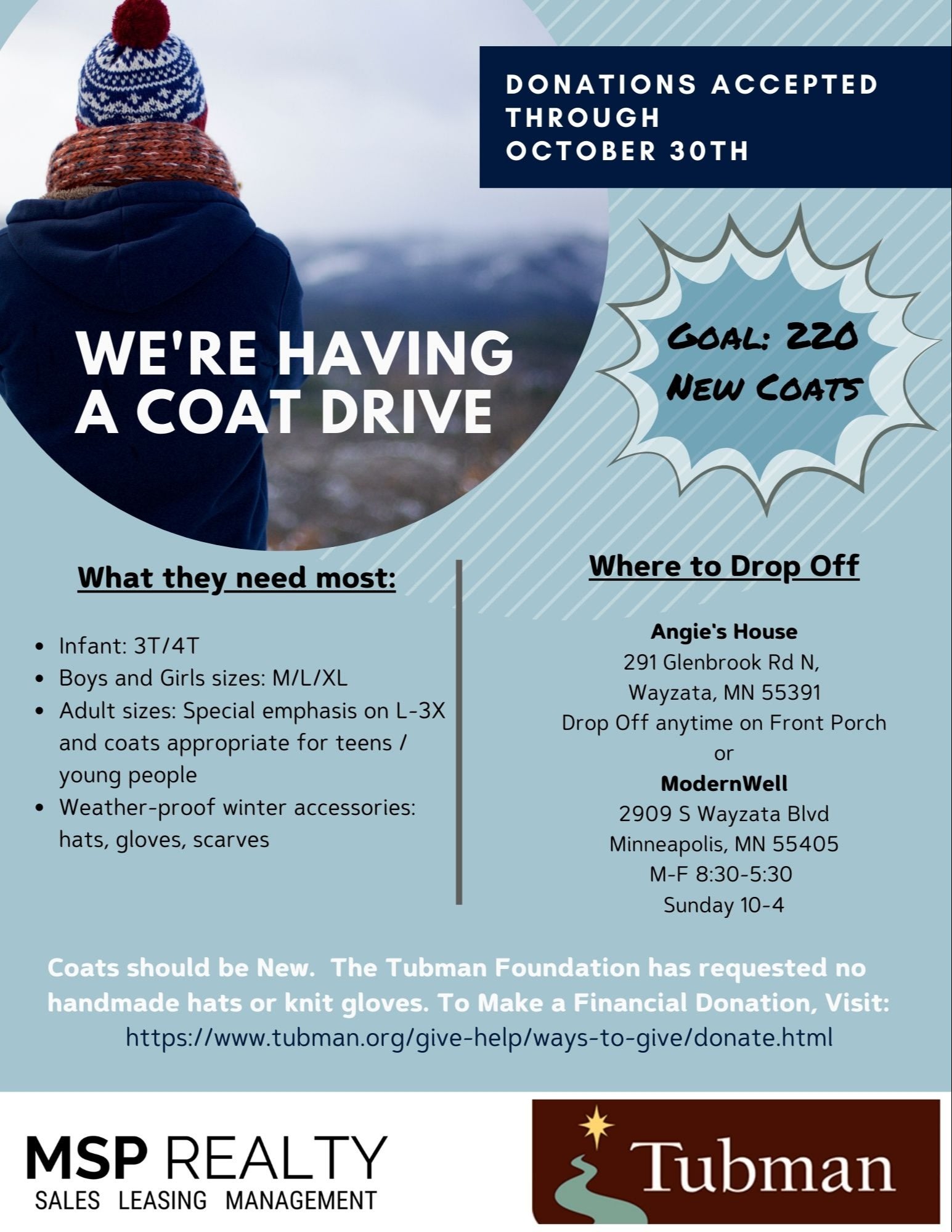Coat Drive inception-app-prod/NWM5MjZiZTQtZTFjNi00YzRiLWI1ODAtYzc2ZjlhYWQ4YWI0/content/2020/10/tubmanfoundationcoatdrive.jpg