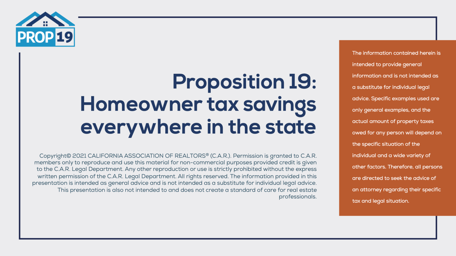 Introduction Slide titled Homeowner tax savings everywhere in the state