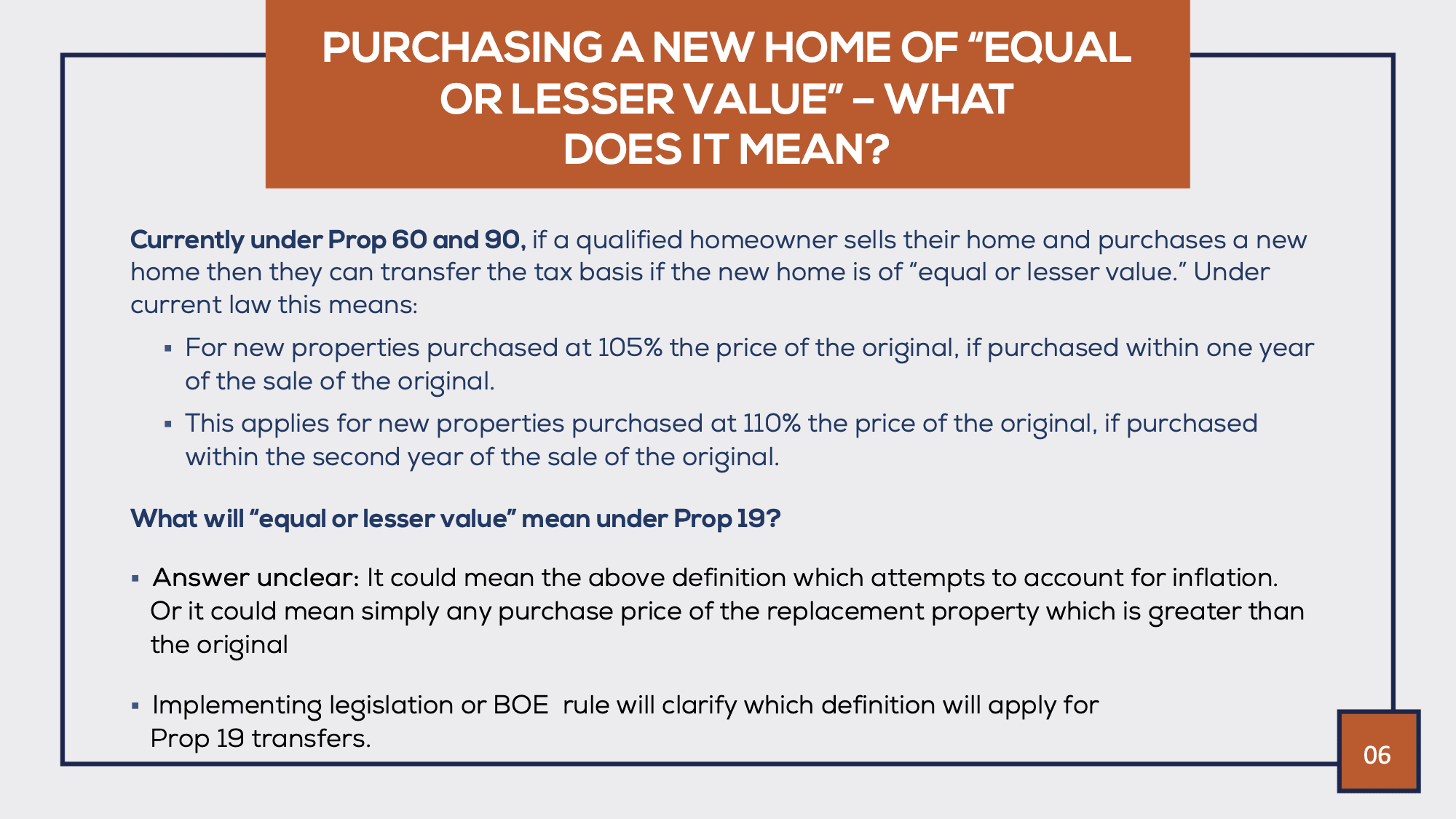 Explaining "equal and lesser value" detail of Proposition 19