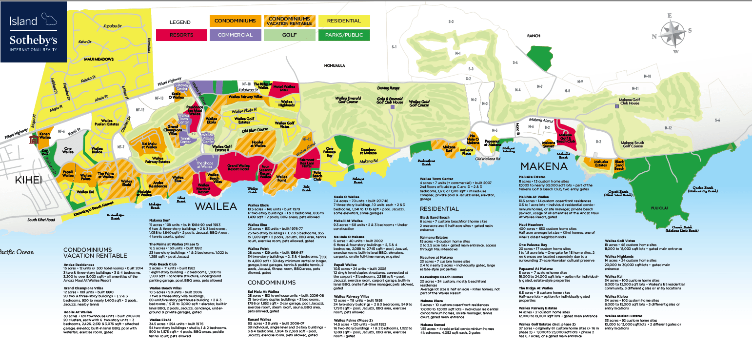 Makena, Wailea, site map of Wailea & Makena