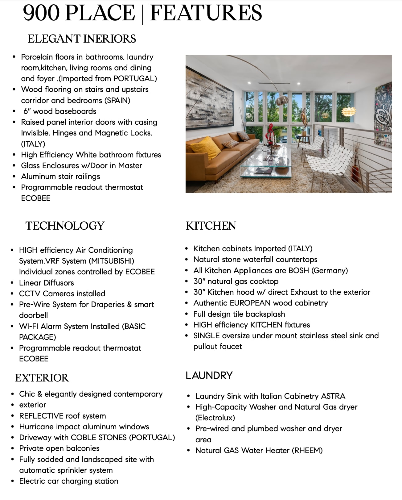 Features of 900 Place Residences in Fort Lauderdale