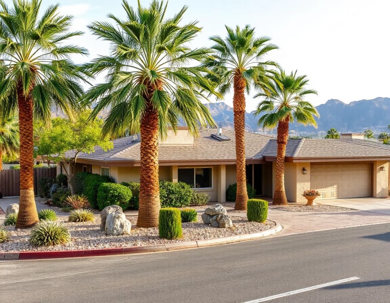 Palm Springs condominium exterior with desert landscaping