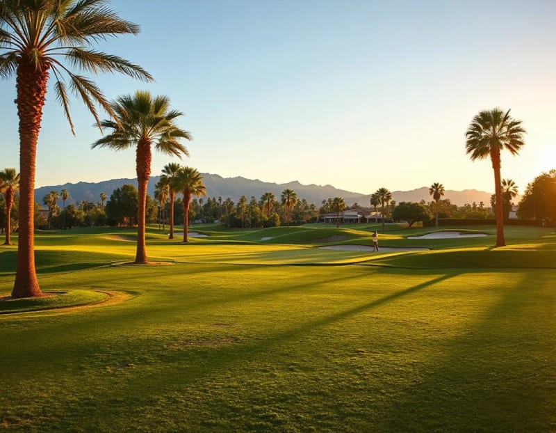 Palm Desert golf course with mountain views