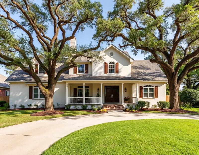 Northeast Florida home with porch and mature landscaping in Green Cove Springs