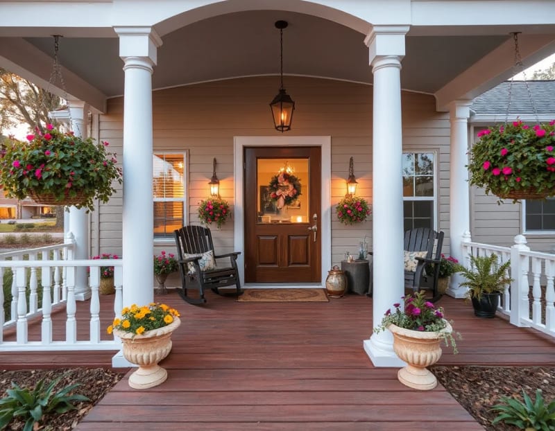 A welcoming seasonal front entry at a Central Florida home