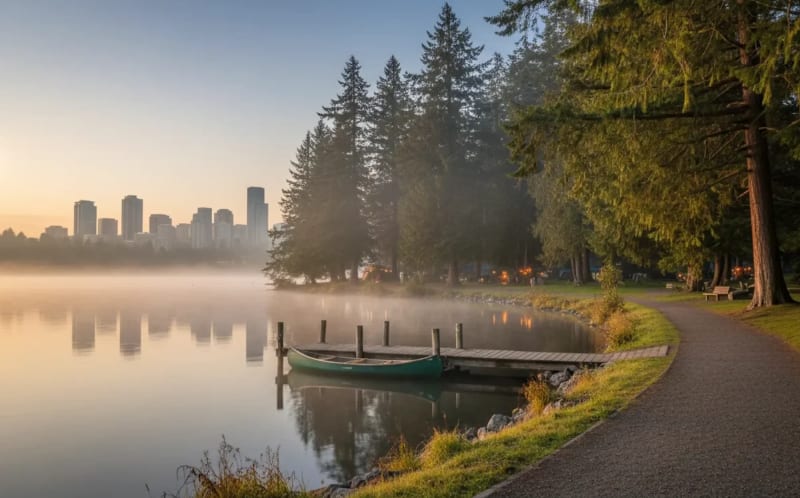Shoreline park along Lake Washington in Bellevue