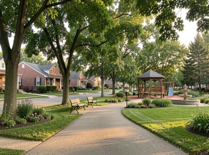 Neighborhood park setting in Macomb County, Michigan