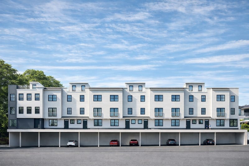 Front architectural rendering of the twelve Carriages at Conshohocken residences